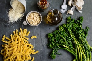 ingredients-pasta-broccoli-rabe-pesto-pecorino-andy-boy