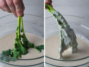 dipping-broccoli-rabe-in-batter-andy-boy