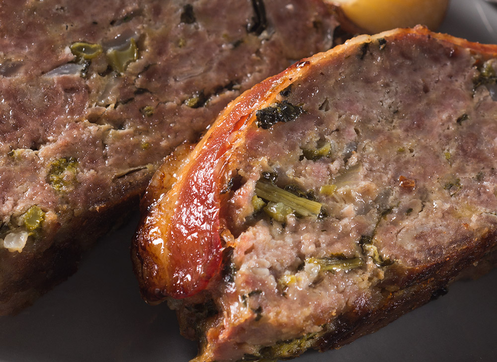 Broccoli Rabe Meatloaf with Bacon