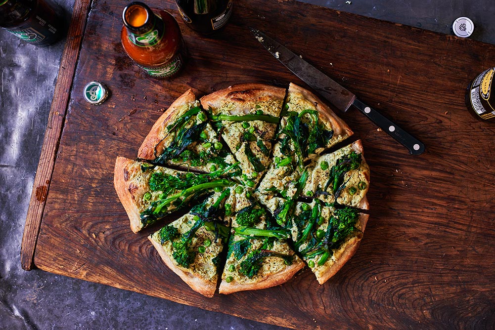 Broccoli Rabe Green Ricotta Skillet Pizza