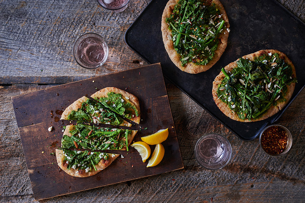 Roasted Broccoli Rabe and Pesto Flatbread