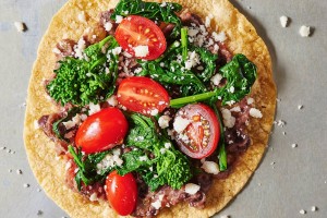 tortilla-pizza-black-bean-mash-broccoli-rabe
