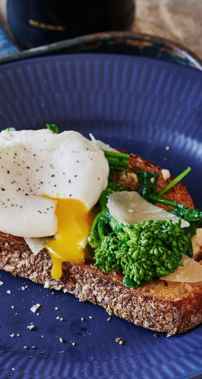 Andy Boy Broccoli Rabe Garlicky Toasts with Poached Egg