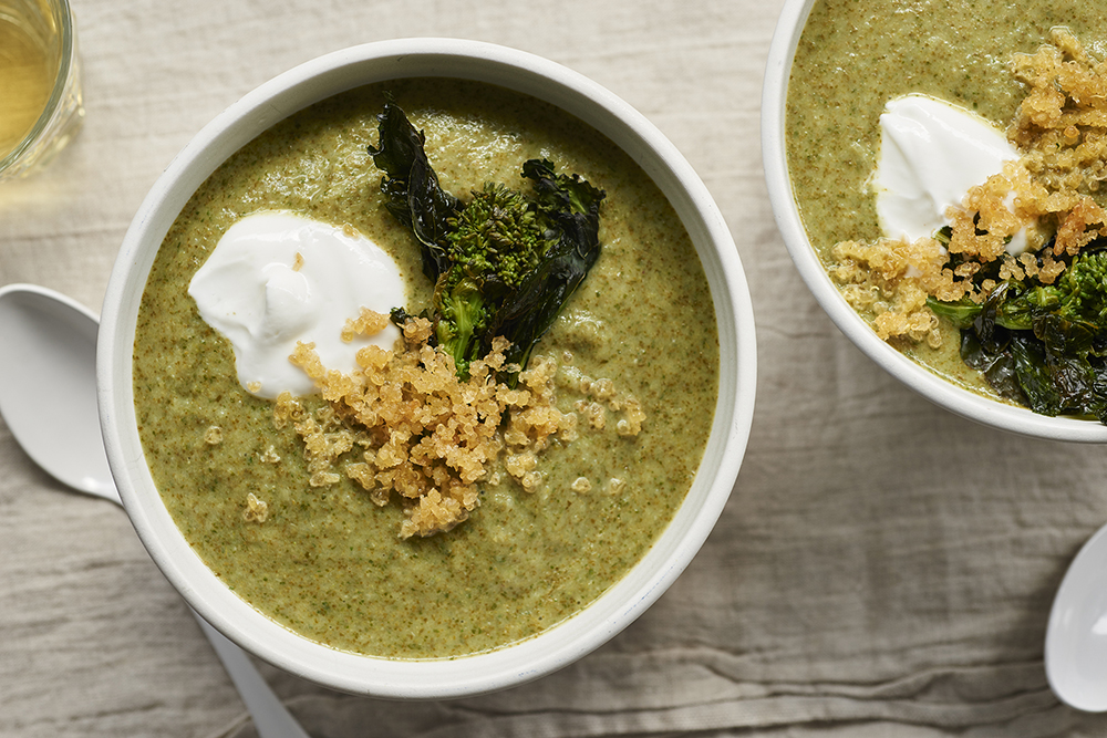 Creamy Broccoli Rabe Soup with Quinoa