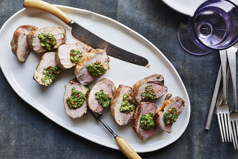 Broccoli Rabe Stuffed Pork Tenderloin