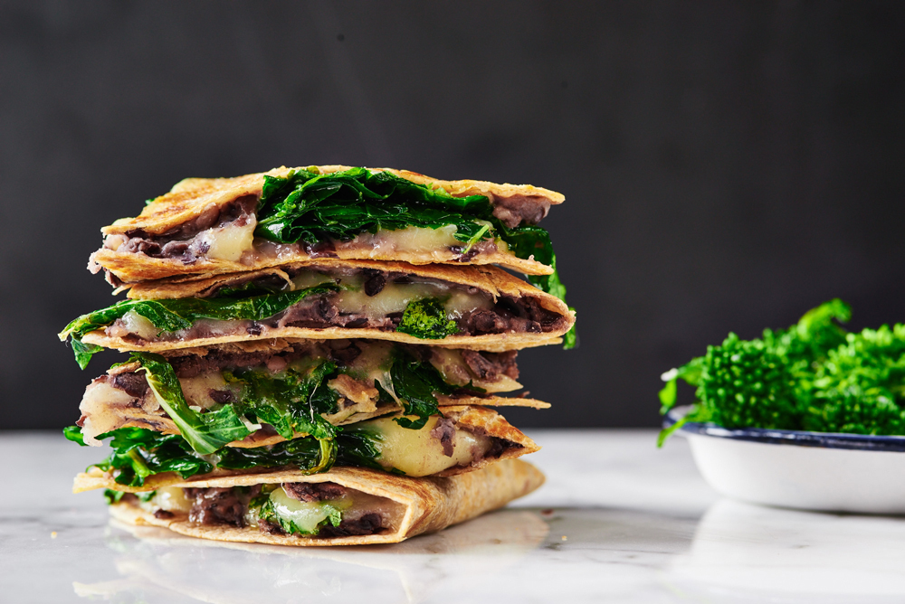 Broccoli Rabe and Black Bean Quesadillas