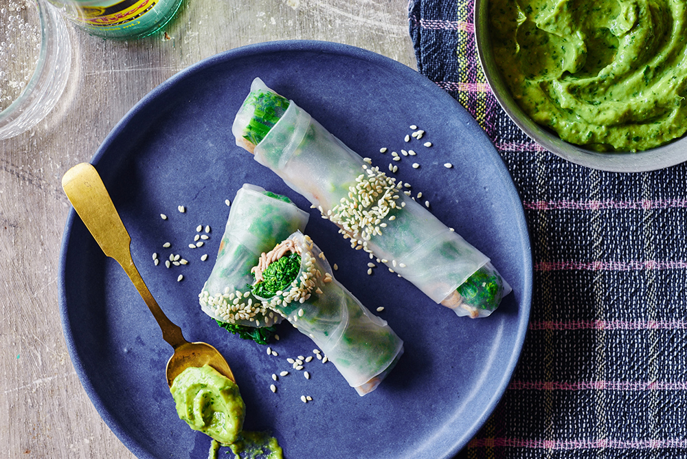 Sesame Garlic Broccoli Rabe Spring Rolls