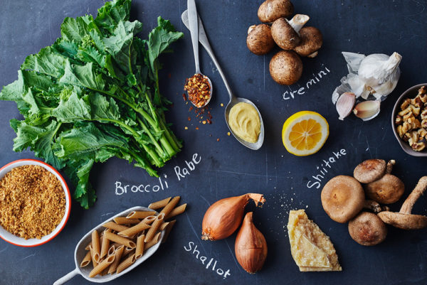 ingredients-shiitake-penne-pasta-broccoli-rabe-andy-boy