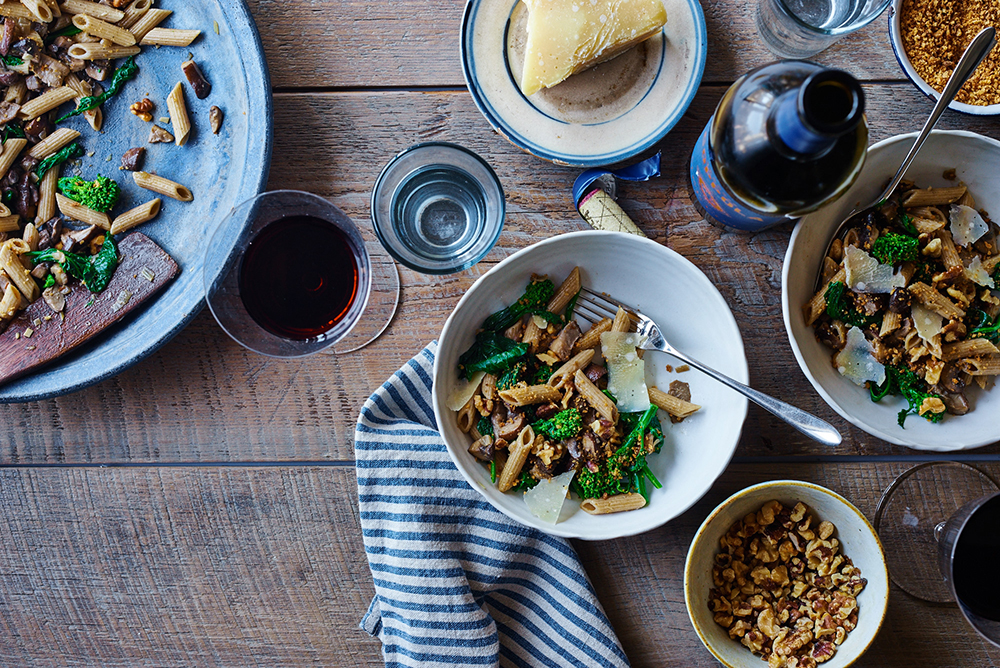 Broccoli Rabe and Shiitake Penne Pasta