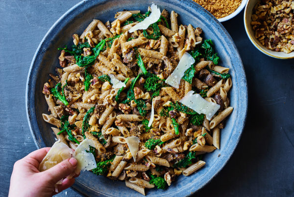 broccoli-rabe-shiitake-penne-pasta-cheese