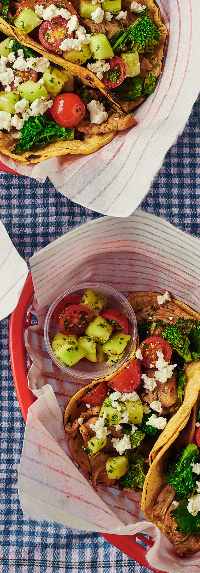 Greek Chicken Fajitas with Broccoli Rabe