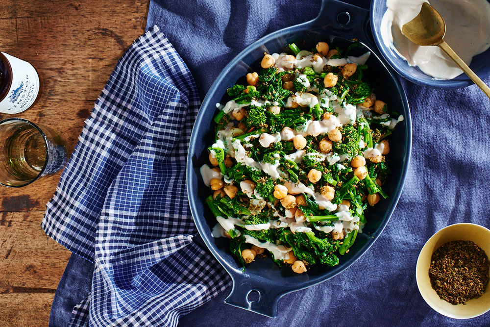 Braised Broccoli Rabe with Chickpeas and Tahini