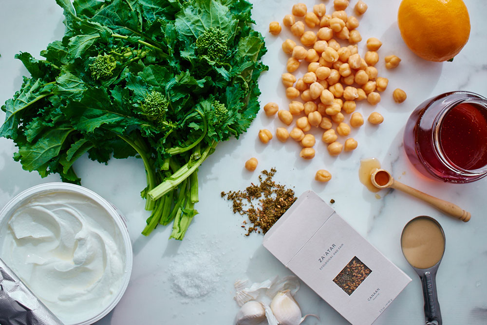 Broccoli Rabe with Chickpeas, Za’atar, and Tahini Drizzle 