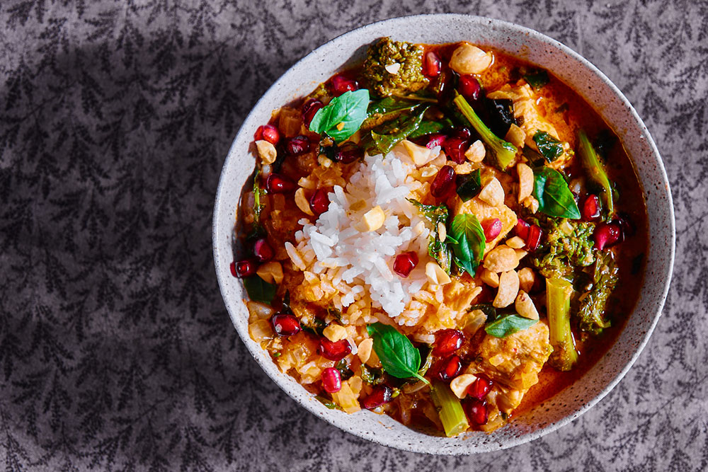 Broccoli Rabe and Thai Red Chicken Crockpot Curry