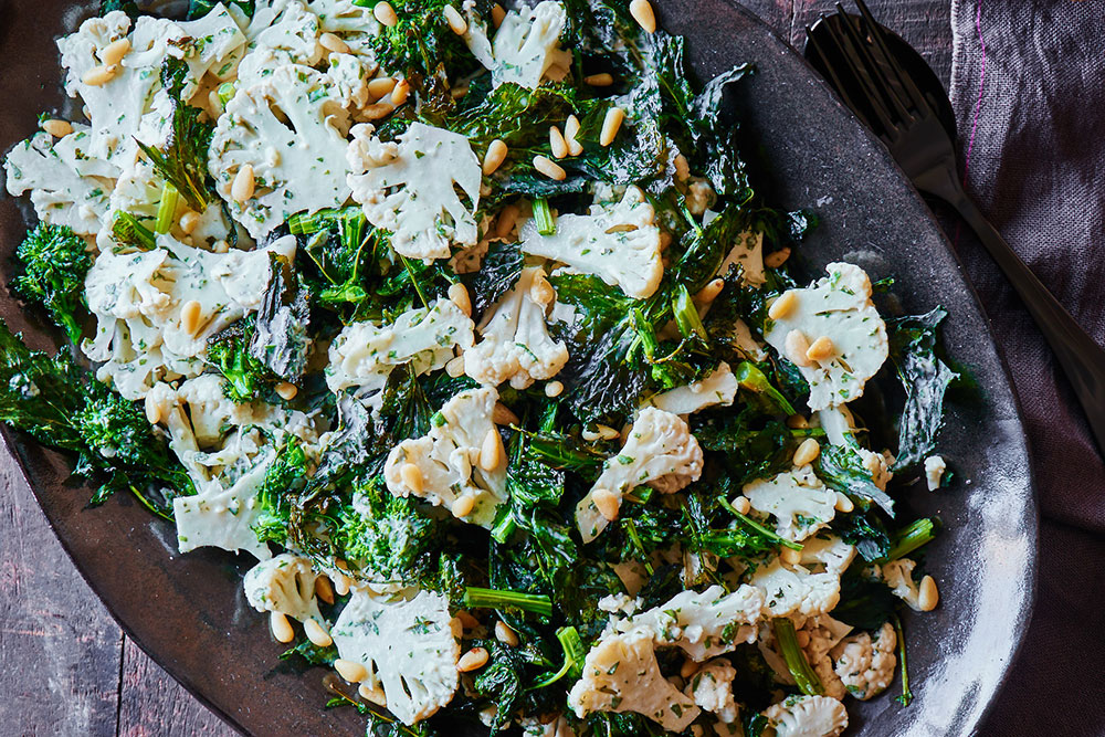 Broccoli Rabe and Crunchy Cauliflower with Lemon Tahini