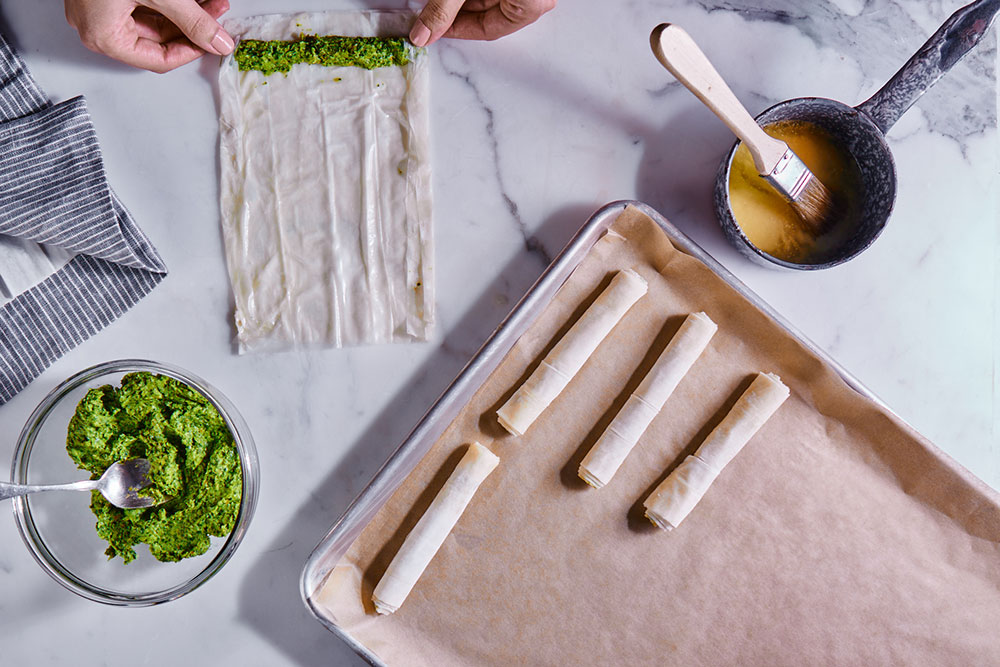 Broccoli Rabe and Goat Cheese Cigars