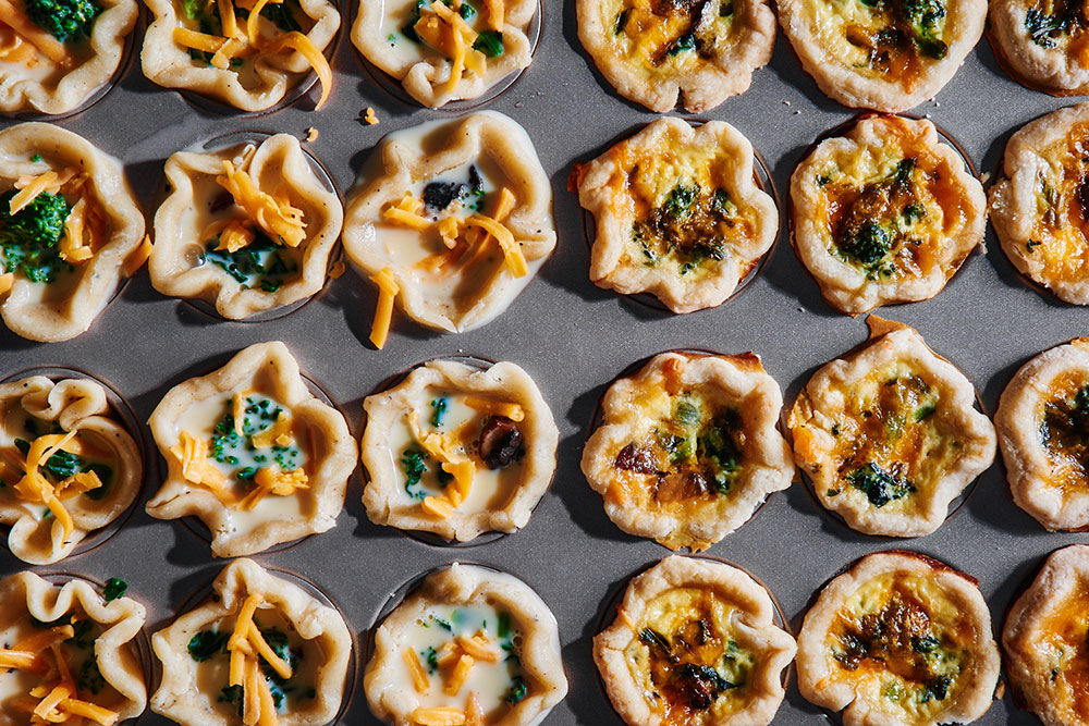 Broccoli Rabe, Mushroom, and Cheddar Mini Quiches