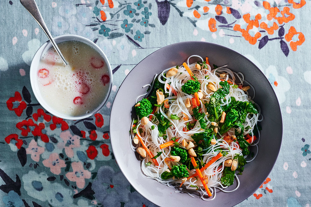 Rice Noodle Salad with Broccoli Rabe