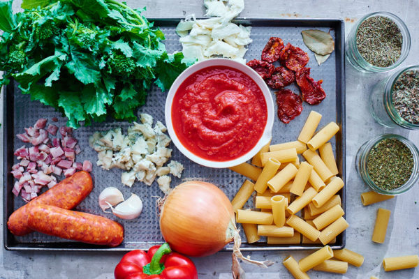 ingredients-broccoli-rabe-rigatoni-bake