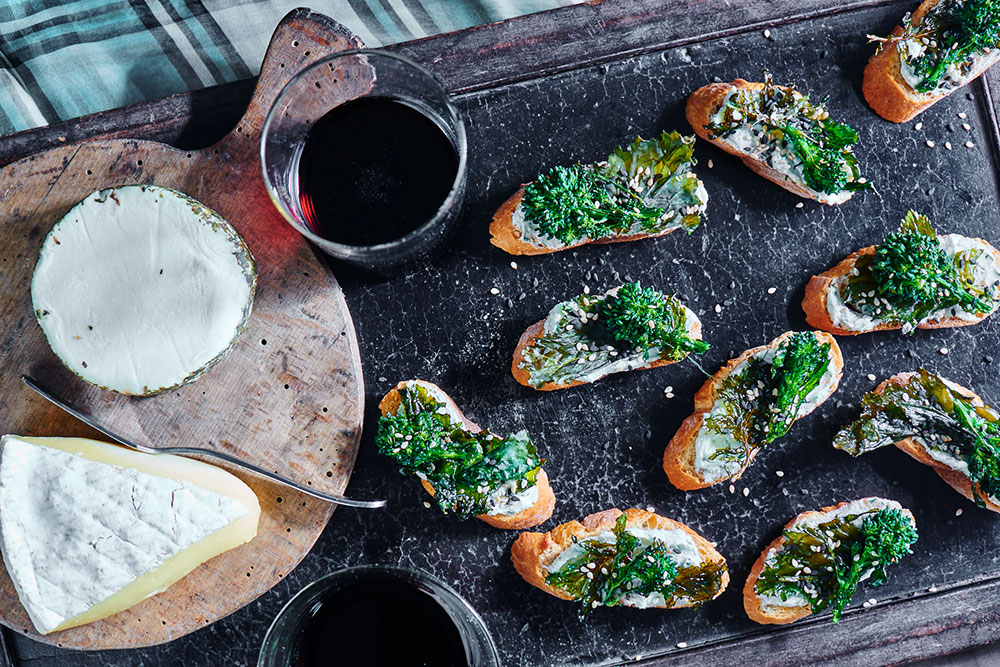 Sesame Broccoli Rabe Crostini