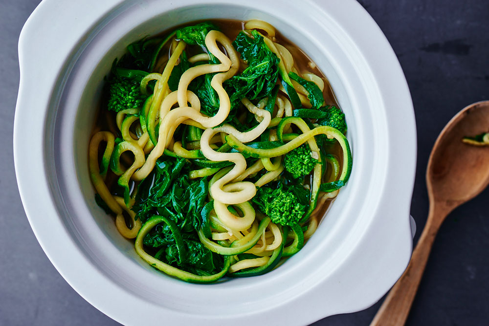 Broccoli Rabe Miso Ramen with Zucchini Noodles