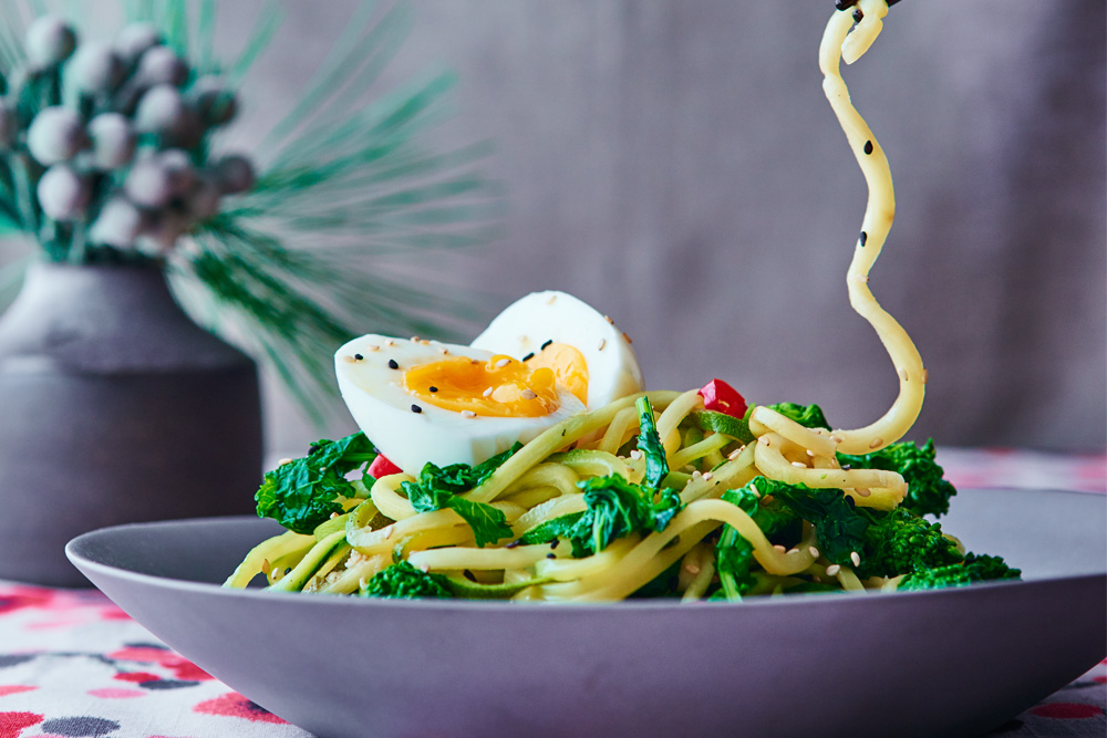 Slow Cooker Miso Ramen with Broccoli Rabe