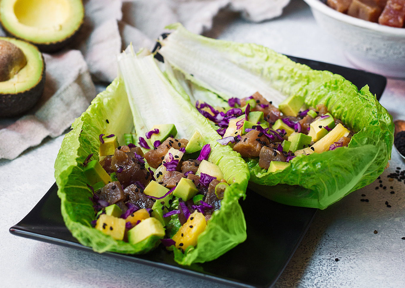 Romaine Heart Poke Wraps