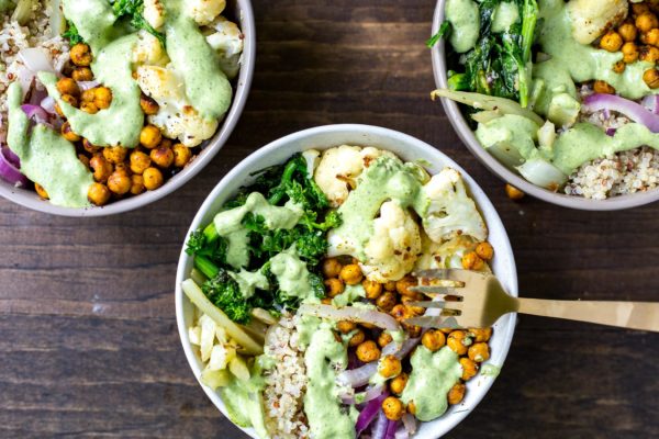 broccoli-rabe-buddha-bowls-cilantro-tahini-dressing