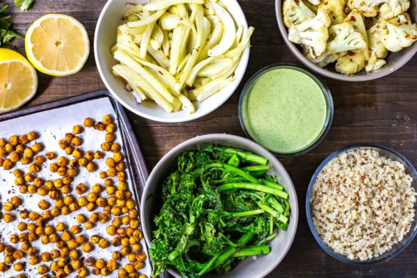 ingredients-broccoli-rabe-buddha-bowls-cilantro-tahini-dressing