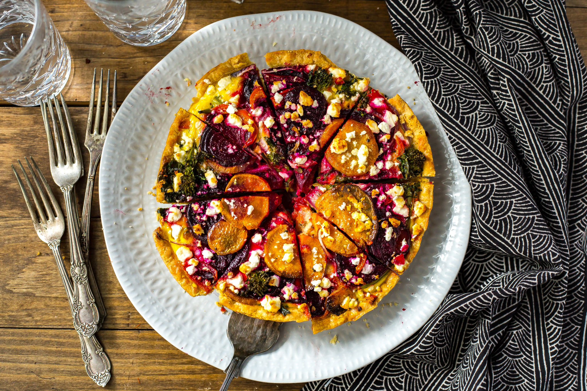 Broccoli Rabe Layered Root Tart