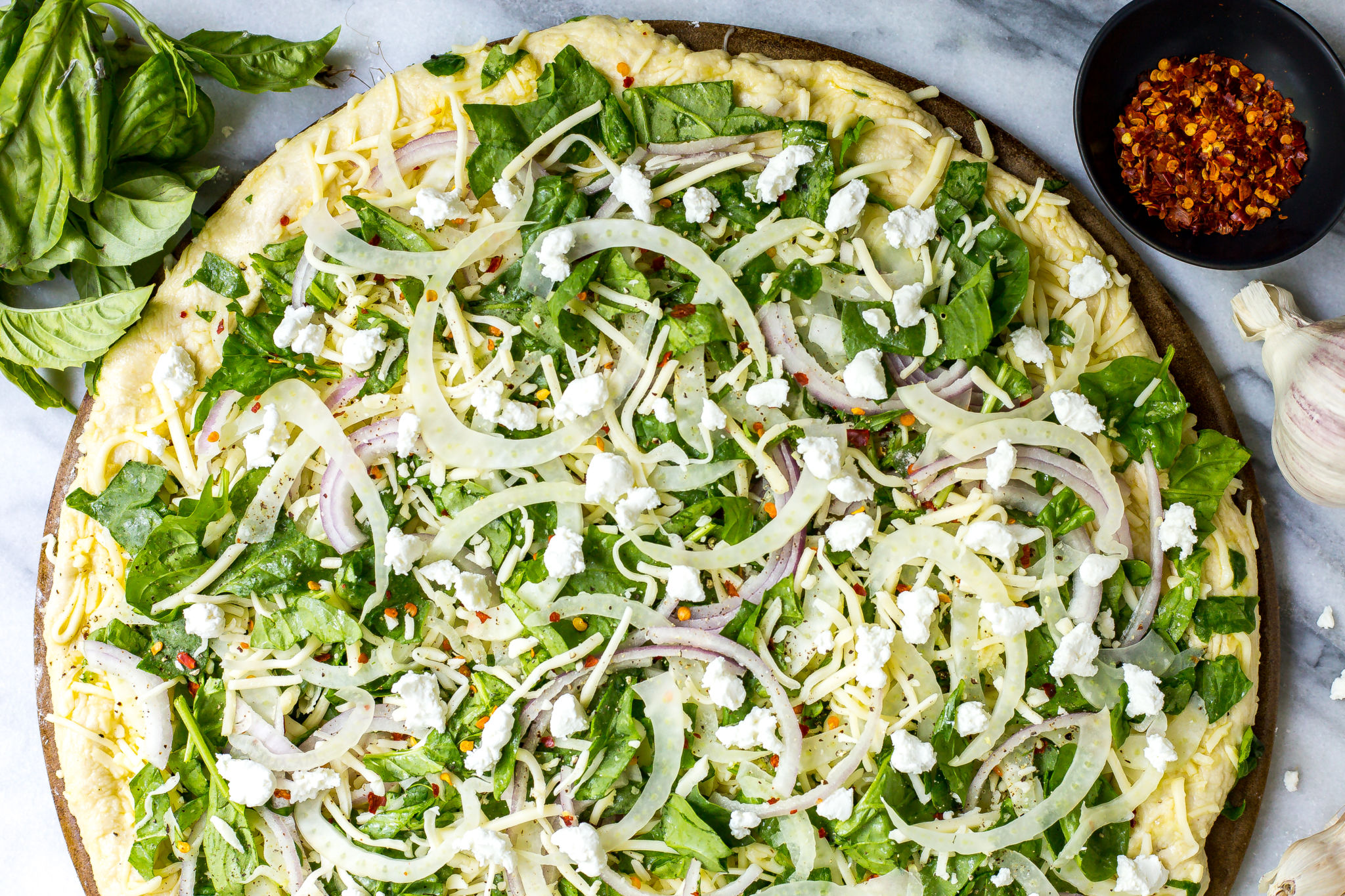 Spinach, Fennel and Goat Cheese Pizza Andy Boy
