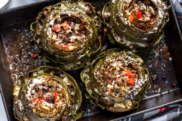 stuffed-artichokes-cauliflower-rice