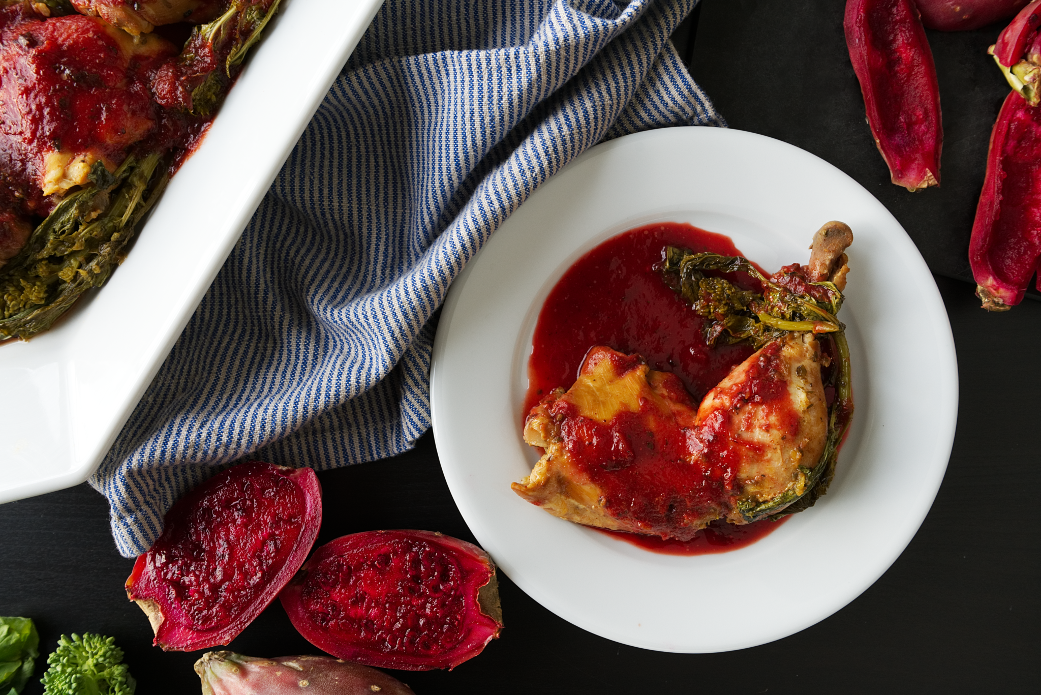 Slow-Cooker Cactus Pear Chicken with Broccoli Rabe