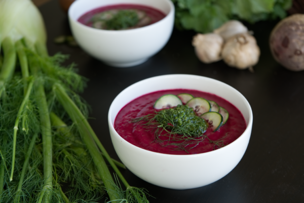 beet-fennel-gazpacho-broccoli-rabe-pesto