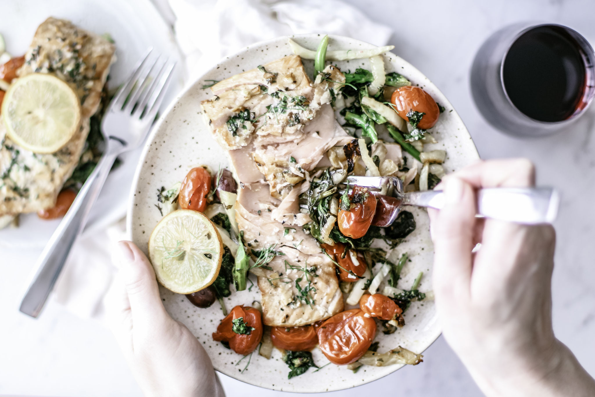 Cedar Plank Salmon with Fennel and Broccoli Rabe Salad