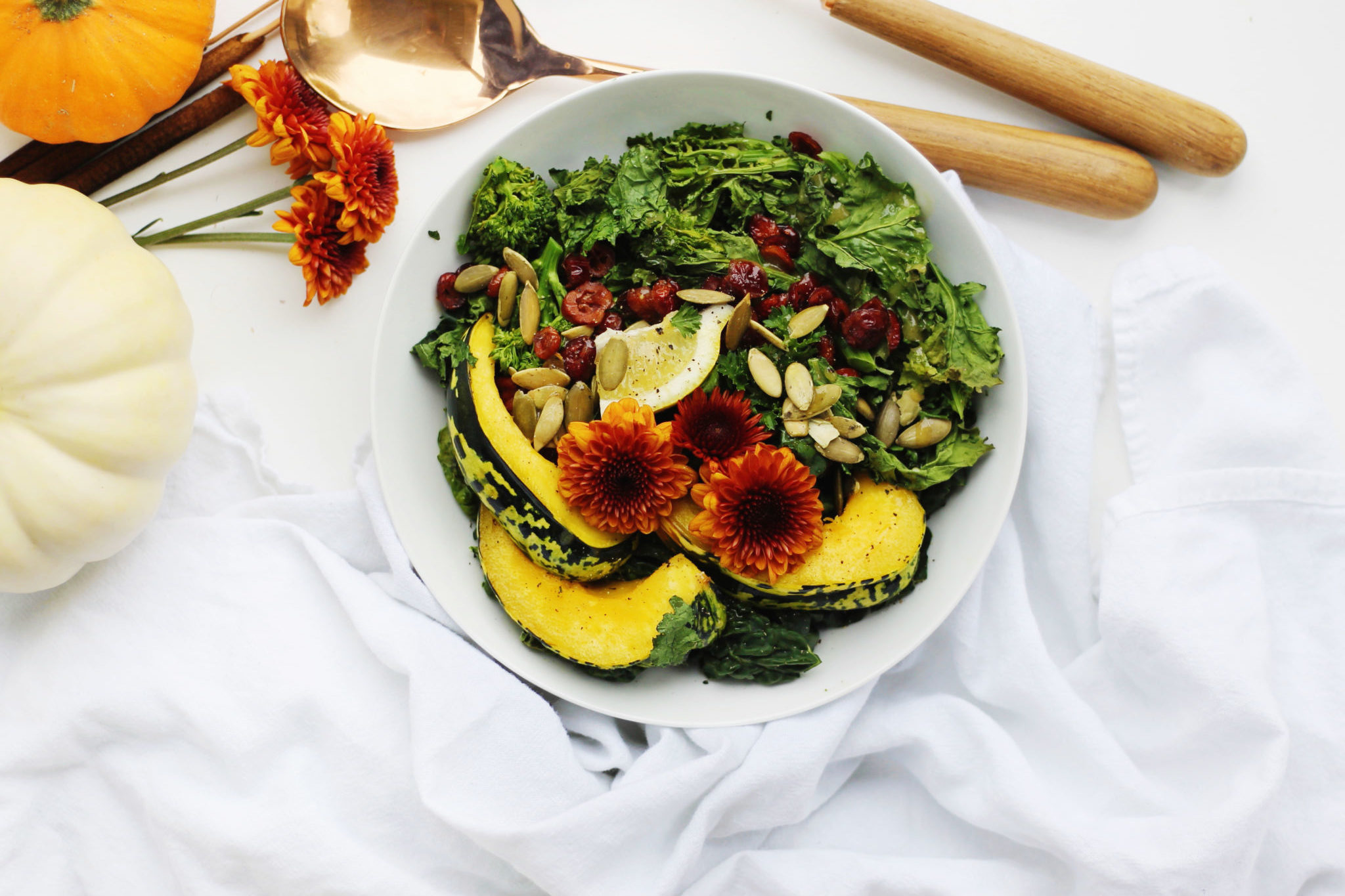 Roasted Squash Salad with Broccoli Rabe and Kale