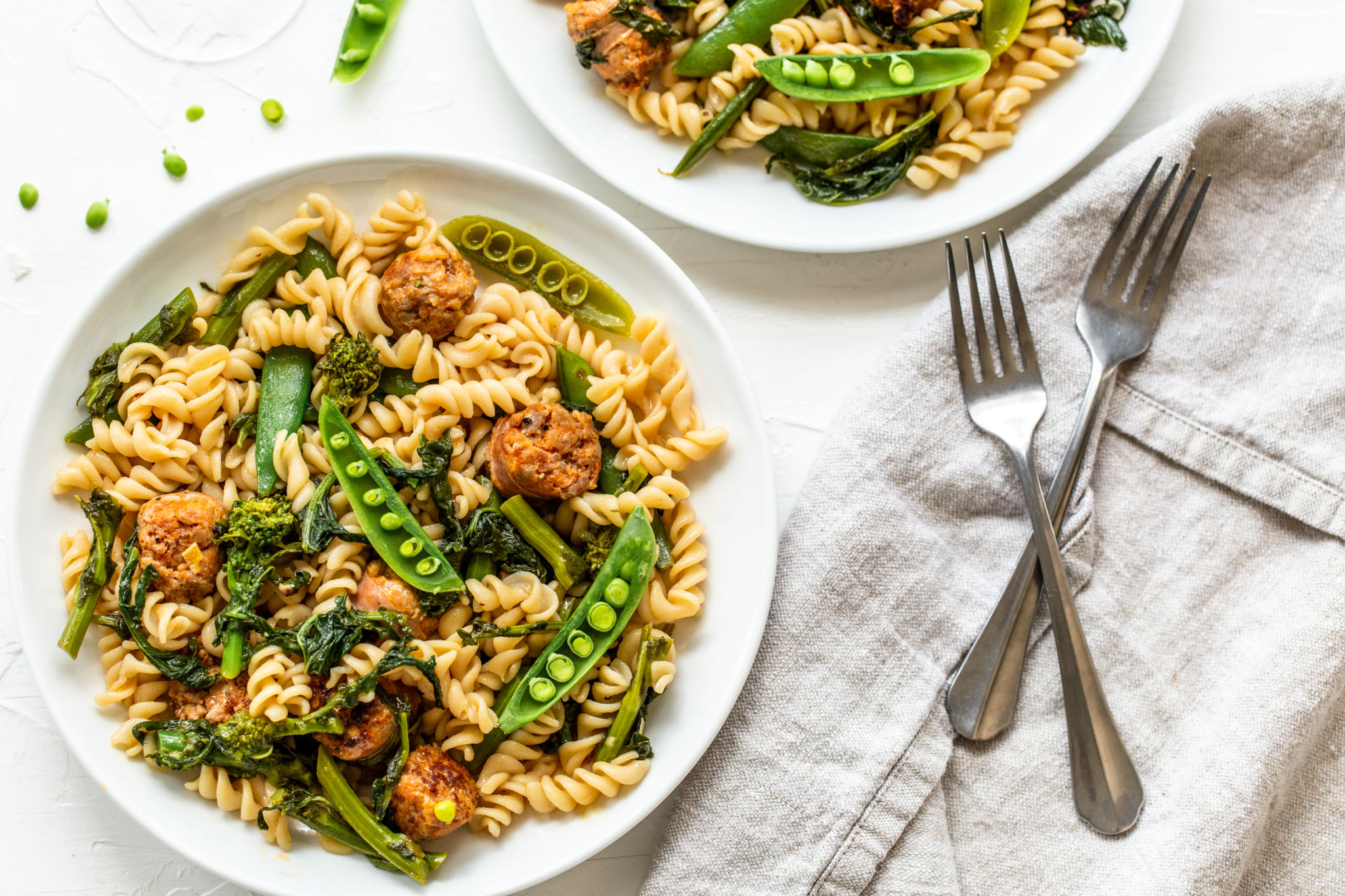 Gluten Free Rotini with Sausage and Broccoli Rabe in a White Wine Sauce