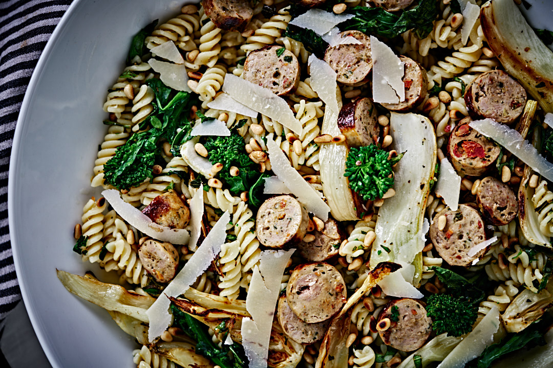 Lemon and Herb Fusilli with Broccoli Rabe, Fennel, and Sausage