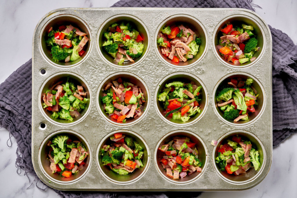 Broccoli, Pepper and Turkey Bacon Egg Bites Andy Boy