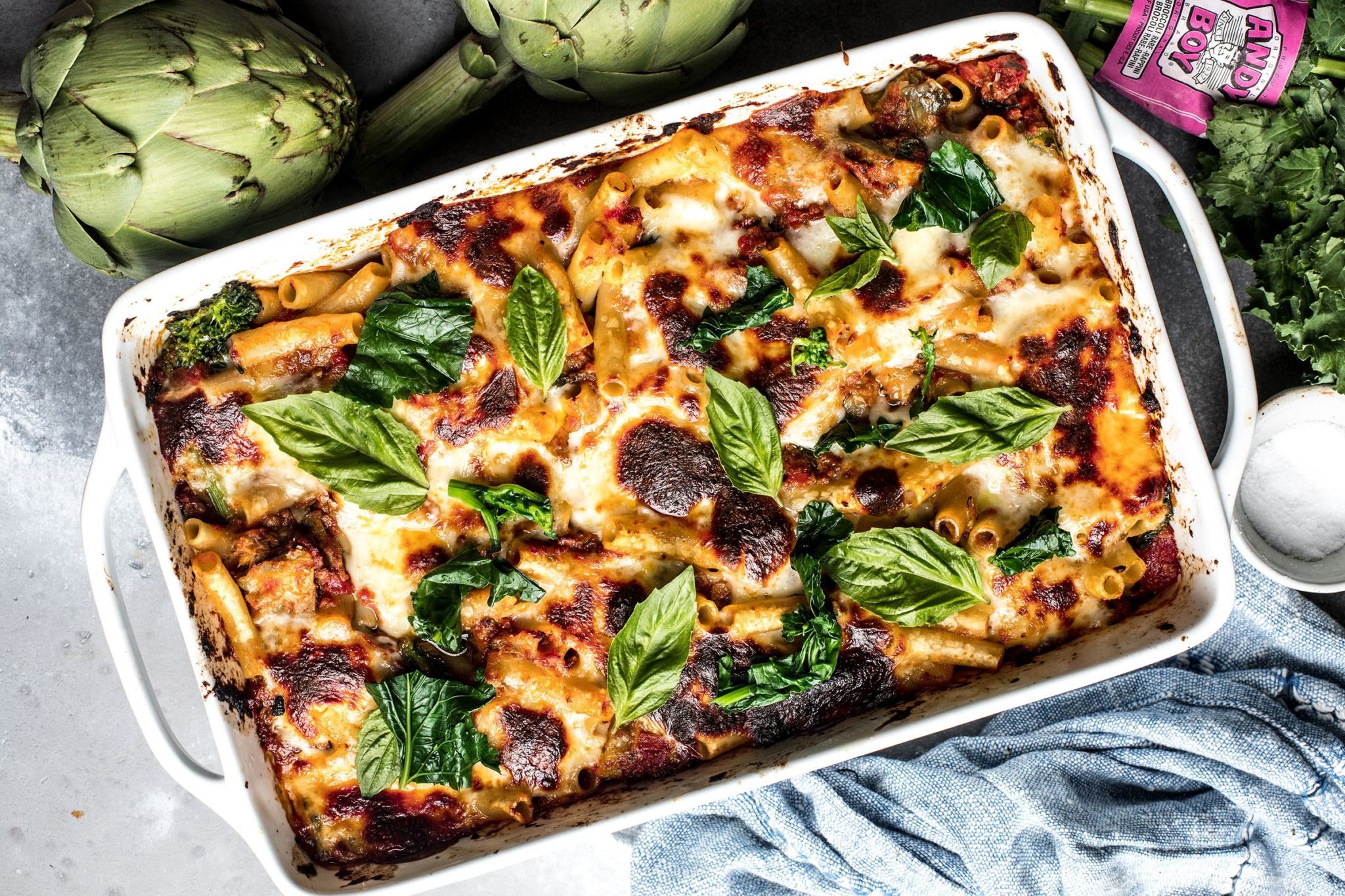 Broccoli Rabe and Artichoke Baked Ziti Andy Boy
