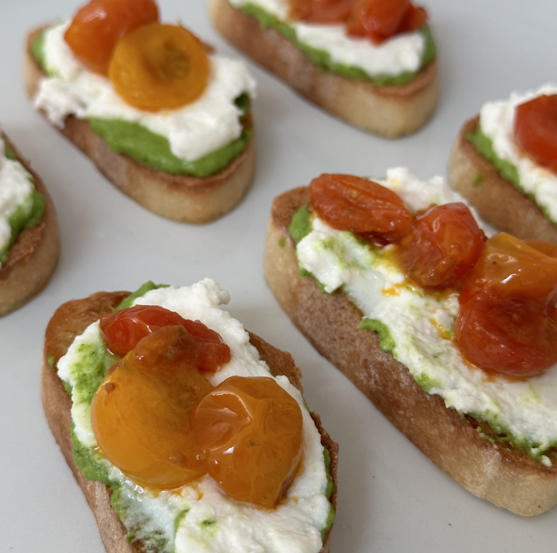 Sweet Baby Broccoli Pesto Crostini