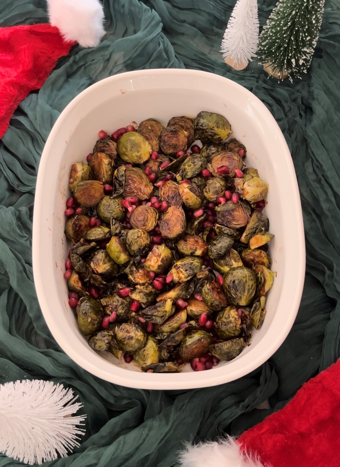 Balsamic Glazed Brussels Sprouts w/ Pomegranate Seeds